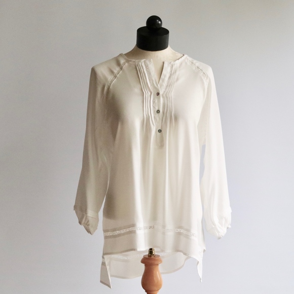 Democracy Tops - Democracy Boho White Peasant Blouse